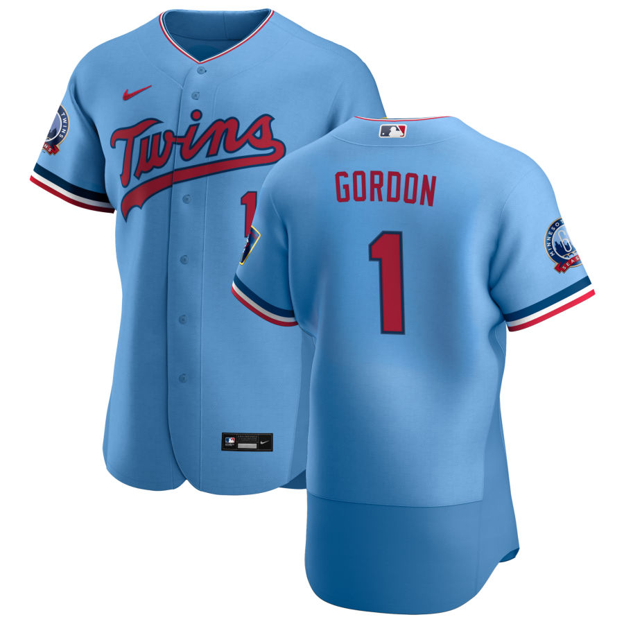 Personalized Minnesota Twins #1 Nick Gordon Men’s Light Blue Alternate 2020 60th Season Authentic Team MLB Jersey