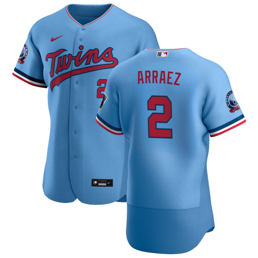 Personalized Minnesota Twins #2 Luis Arraez Men’s Light Blue Alternate 2020 60th Season Authentic Team MLB Jersey