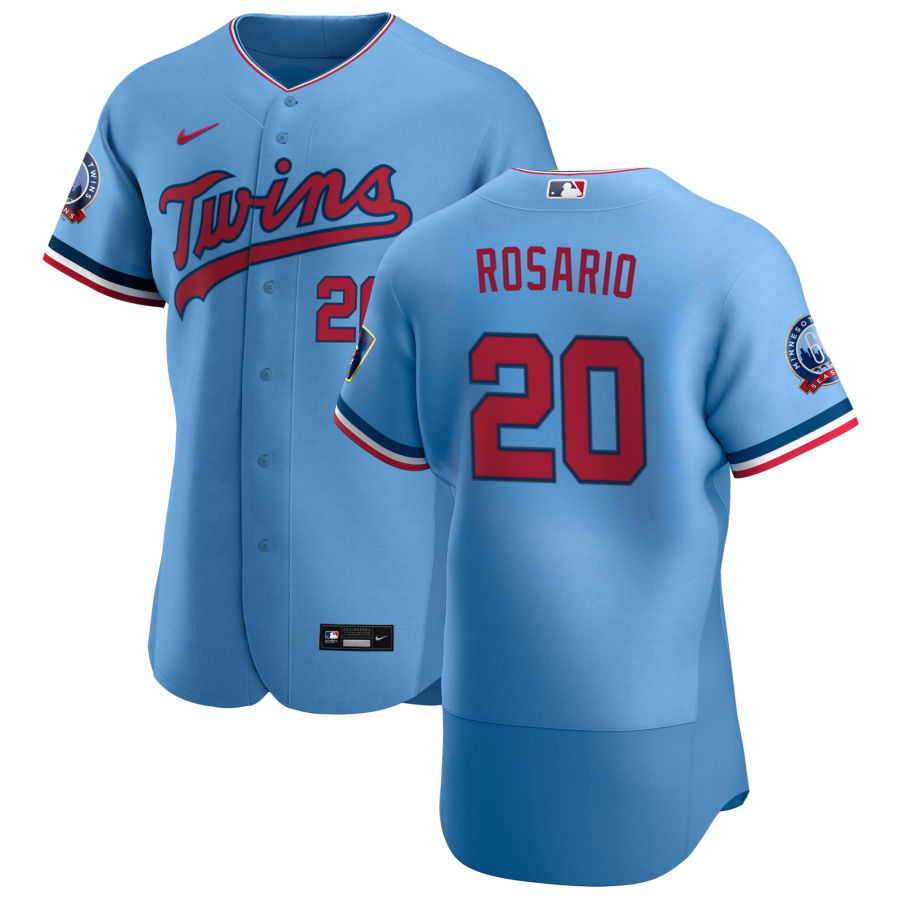 Personalized Minnesota Twins #20 Eddie Rosario Men’s Light Blue Alternate 2020 60th Season Authentic Team MLB Jersey