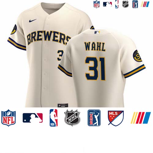 Personalized Milwaukee Brewers #31 Bobby Wahl Men’s Cream Home 2020 Authentic Player MLB Jersey