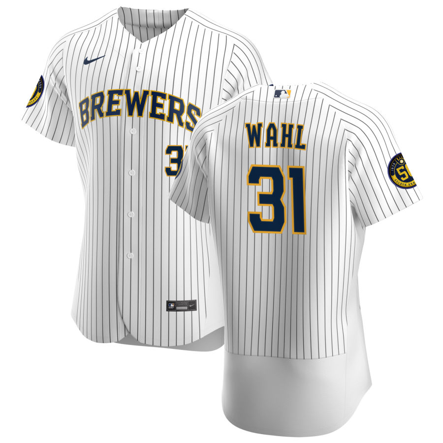 Personalized Milwaukee Brewers #31 Bobby Wahl Men’s White Home 2020 Authentic Player MLB Jersey