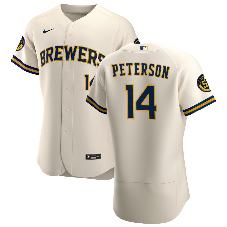 Personalized Milwaukee Brewers #14 Jace Peterson Men’s Cream Home 2020 Authentic Player MLB Jersey