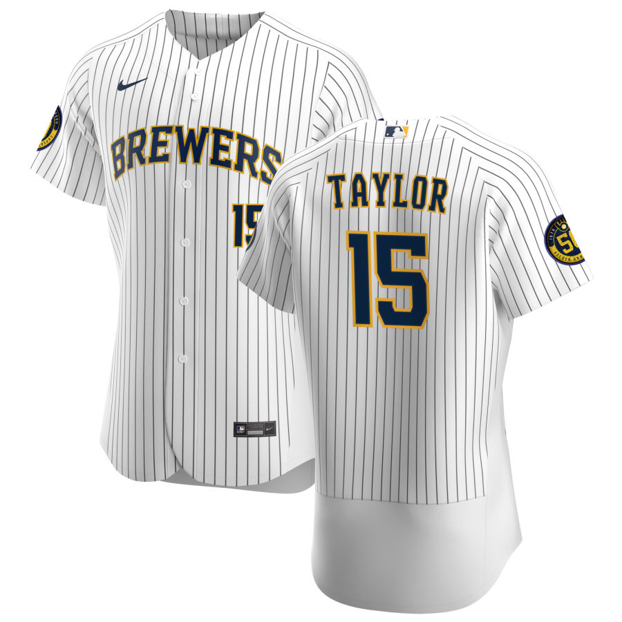 Personalized Milwaukee Brewers #15 Tyrone Taylor Men’s White Home 2020 Authentic Player MLB Jersey