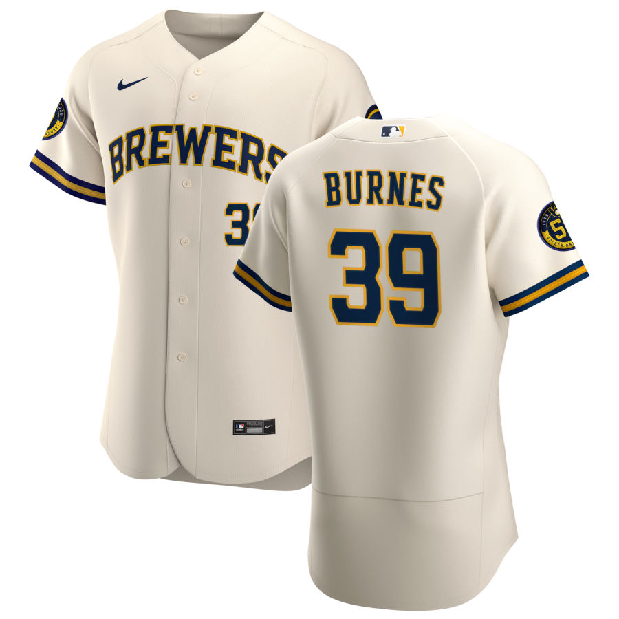 Personalized Milwaukee Brewers #39 Corbin Burnes Men’s Cream Home 2020 Authentic Player MLB Jersey