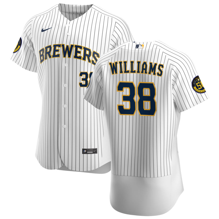 Personalized Milwaukee Brewers #38 Devin Williams Men’s White Home 2020 Authentic Player MLB Jersey