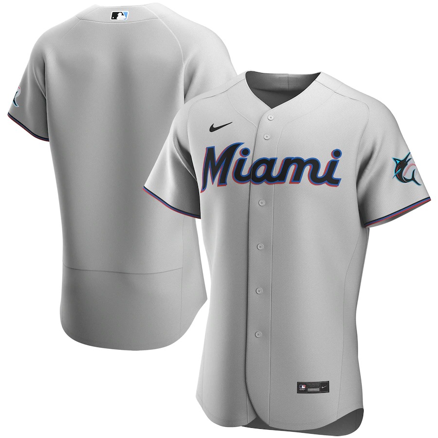 Personalized Miami Marlins Gray Road 2020 Authentic Team Jersey