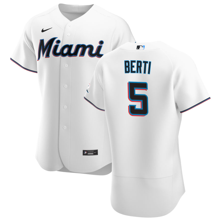 Personalized Miami Marlins #5 Jon Berti Men’s White Home 2020 Authentic Player MLB Jersey