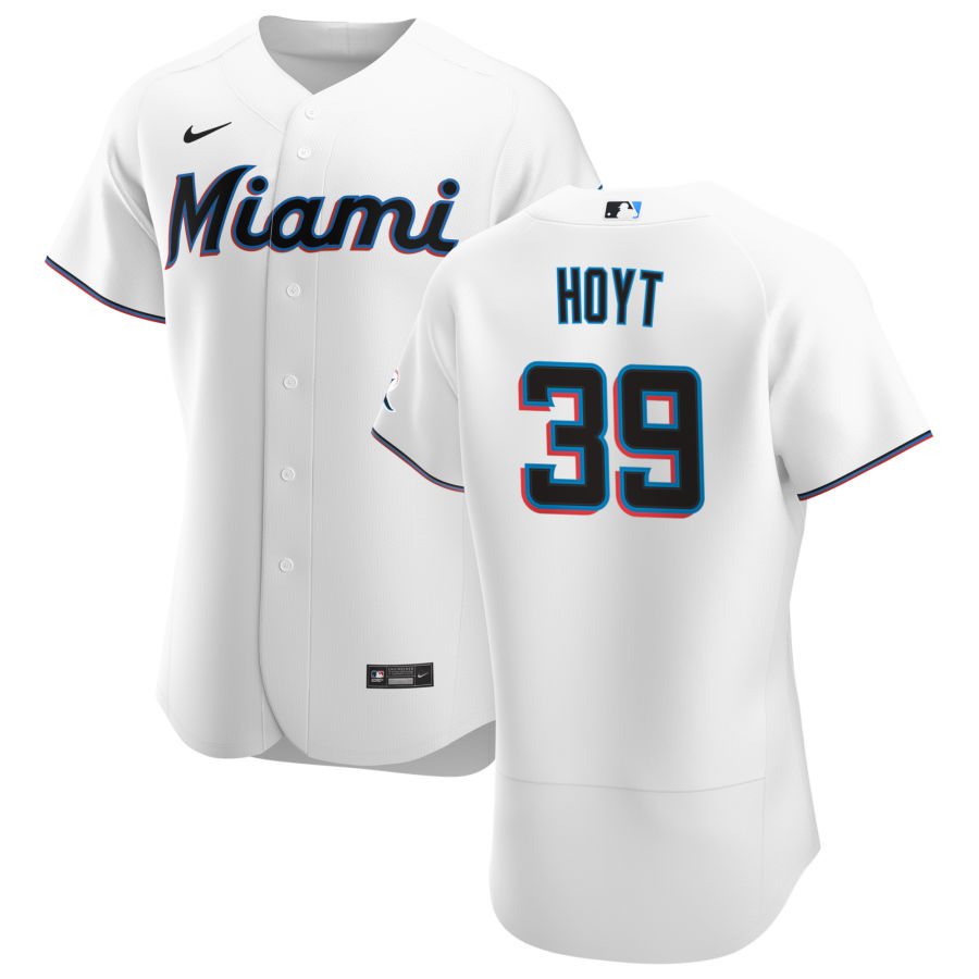 Personalized Miami Marlins #39 James Hoyt Men’s White Home 2020 Authentic Player MLB Jersey