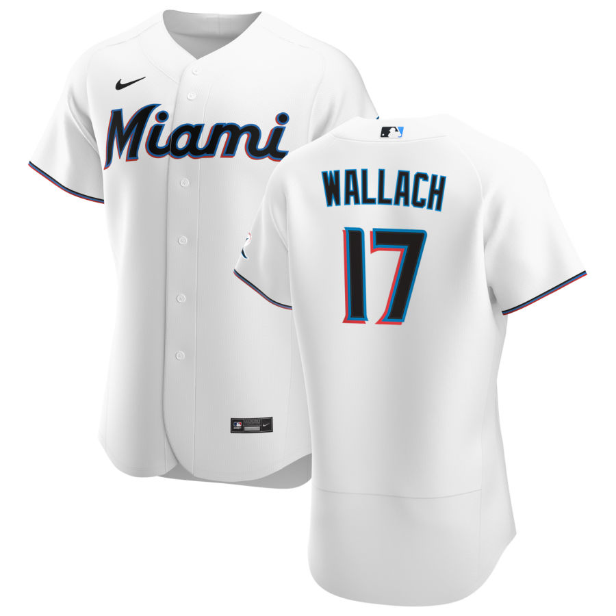 Personalized Miami Marlins #17 Chad Wallach Men’s White Home 2020 Authentic Player MLB Jersey
