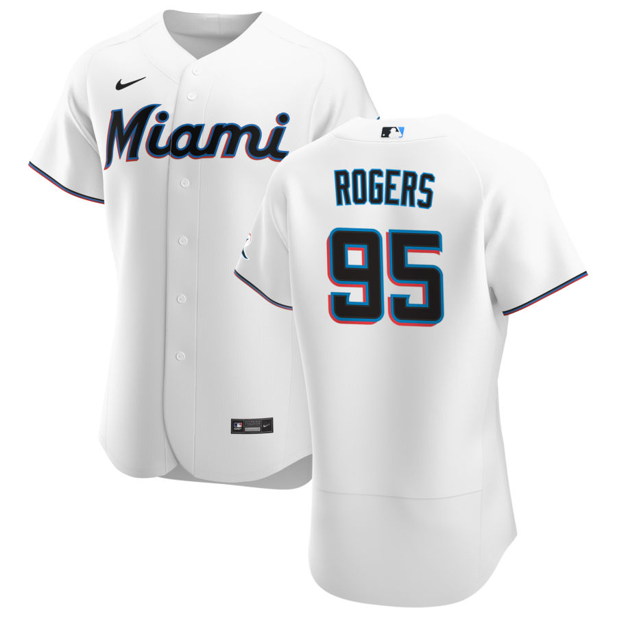 Personalized Miami Marlins #95 Trevor Rogers Men’s White Home 2020 Authentic Player MLB Jersey
