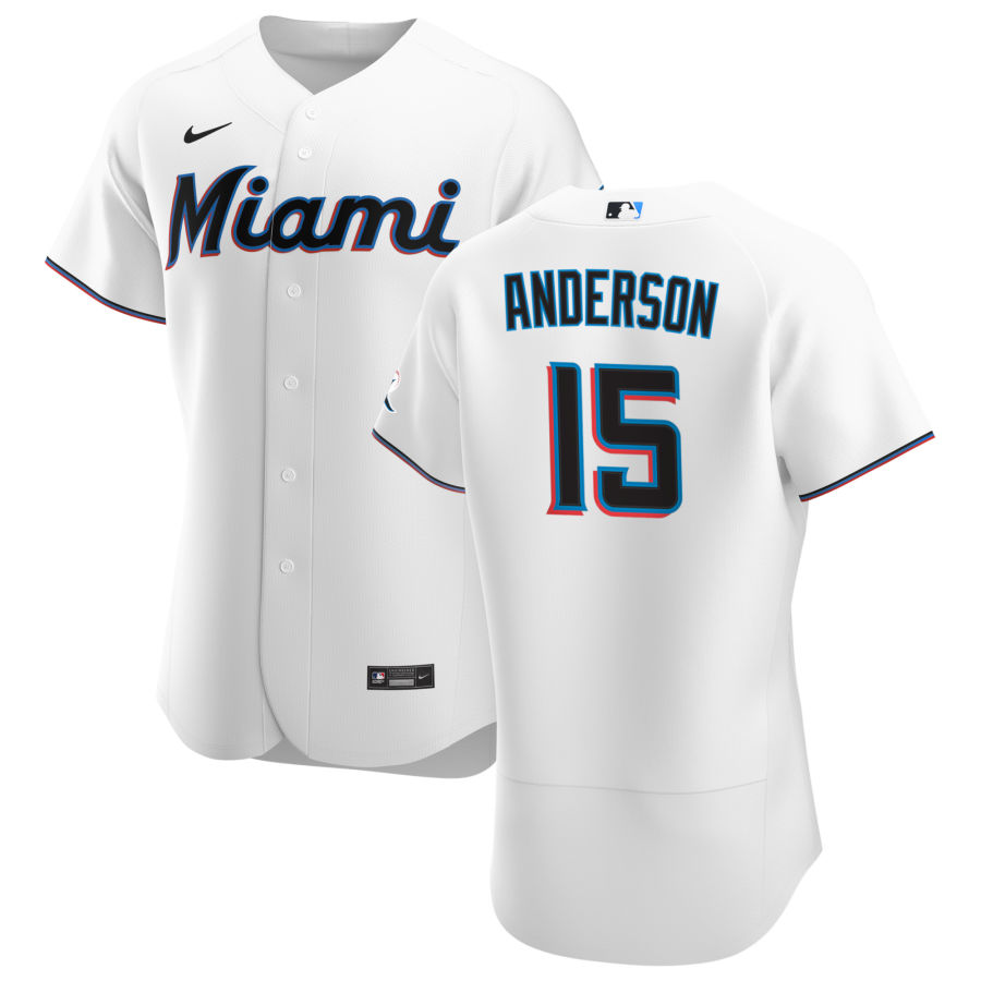 Personalized Miami Marlins #15 Brian Anderson Men’s White Home 2020 Authentic Player MLB Jersey