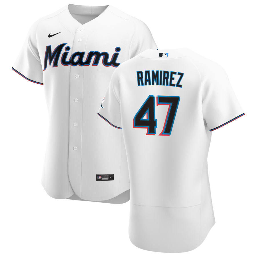 Personalized Miami Marlins #47 Harold Ramirez Men’s White Home 2020 Authentic Player MLB Jersey