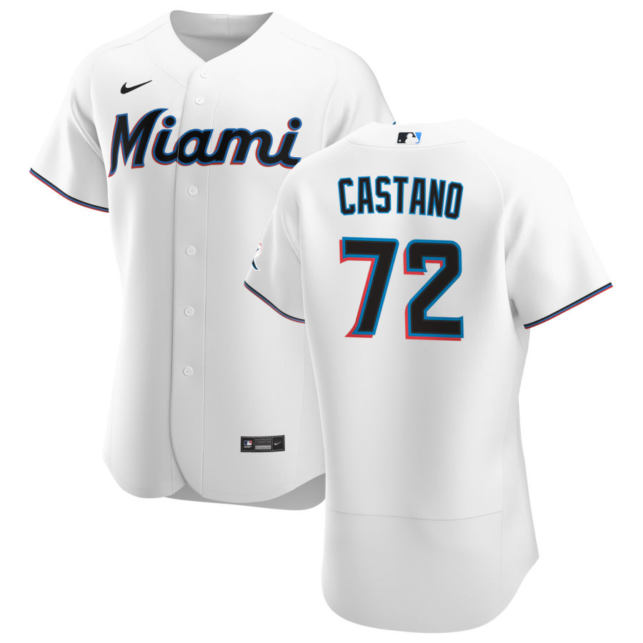 Personalized Miami Marlins #72 Daniel Castano Men’s White Home 2020 Authentic Player MLB Jersey