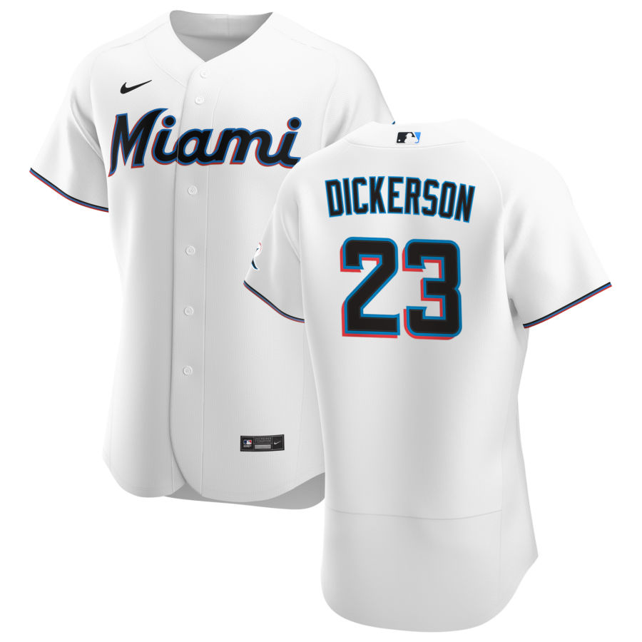 Personalized Miami Marlins #23 Corey Dickerson Men’s White Home 2020 Authentic Player MLB Jersey