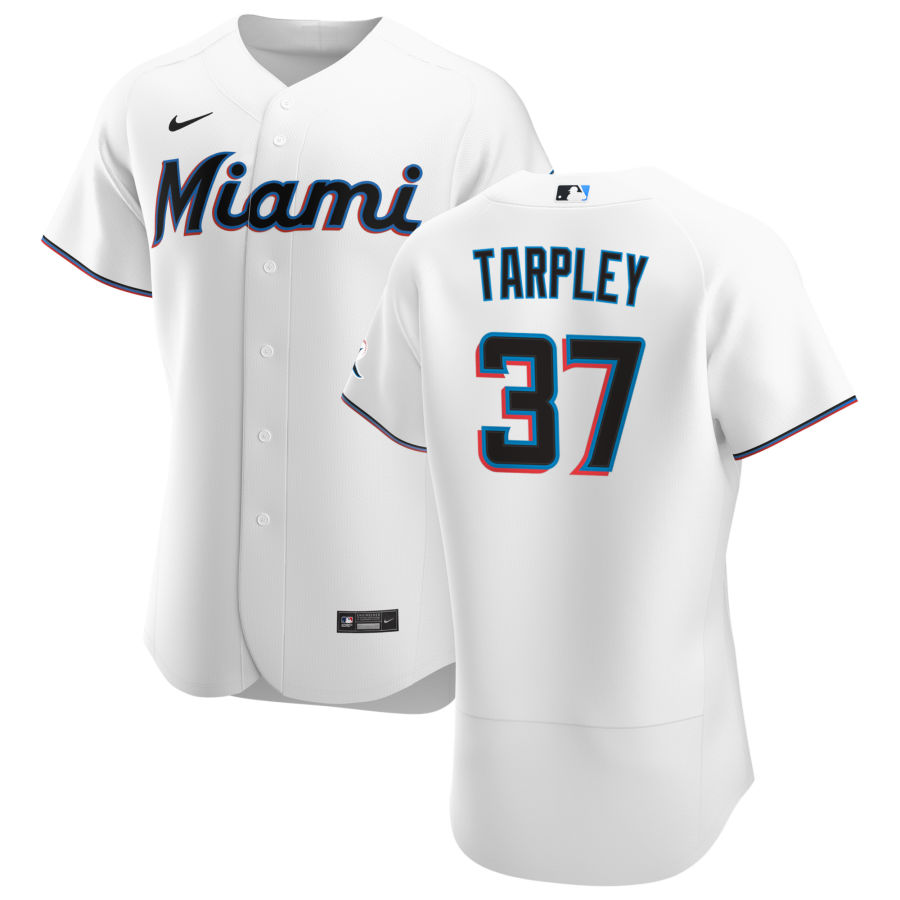 Personalized Miami Marlins #37 Stephen Tarpley Men’s White Home 2020 Authentic Player MLB Jersey