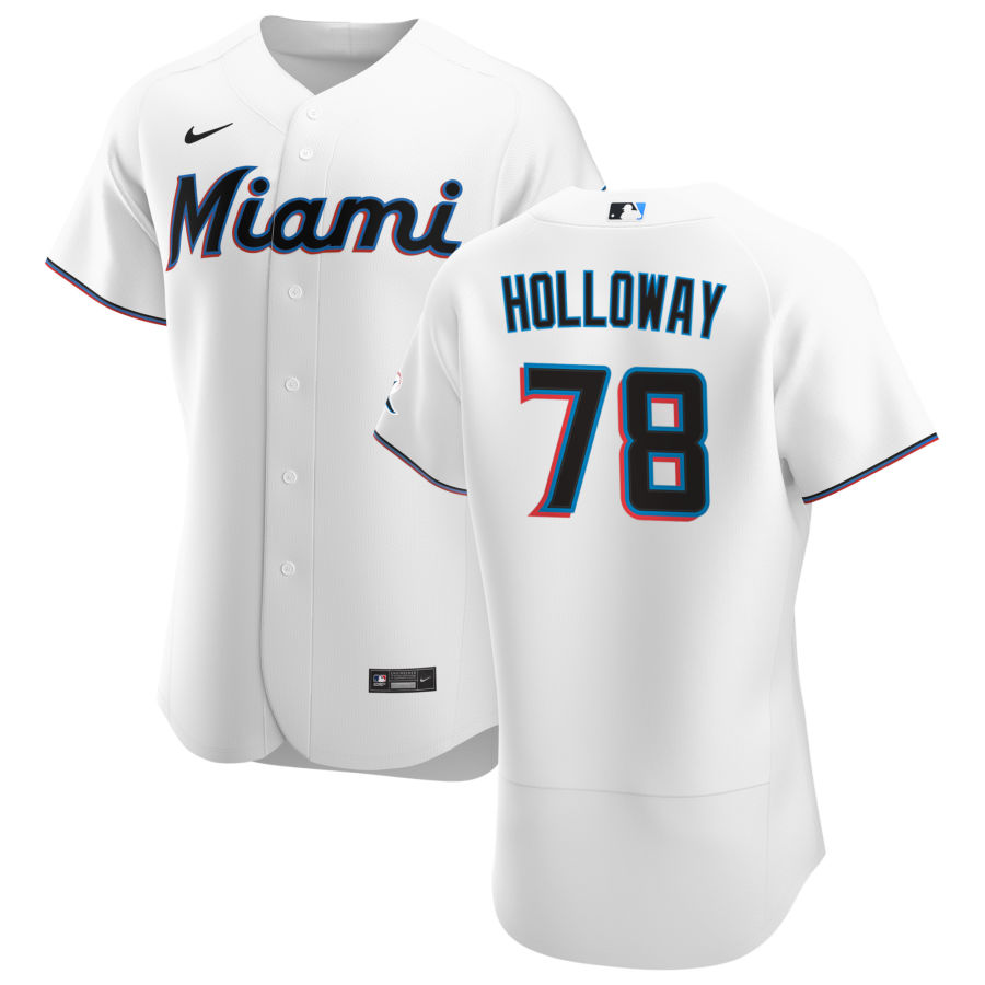 Personalized Miami Marlins #78 Jordan Holloway Men’s White Home 2020 Authentic Player MLB Jersey