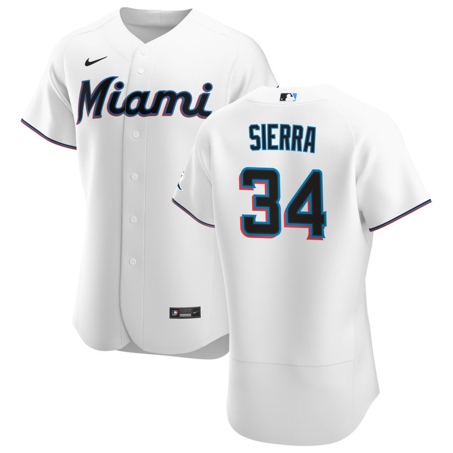 Personalized Miami Marlins #34 Magneuris Sierra Men’s White Home 2020 Authentic Player MLB Jersey