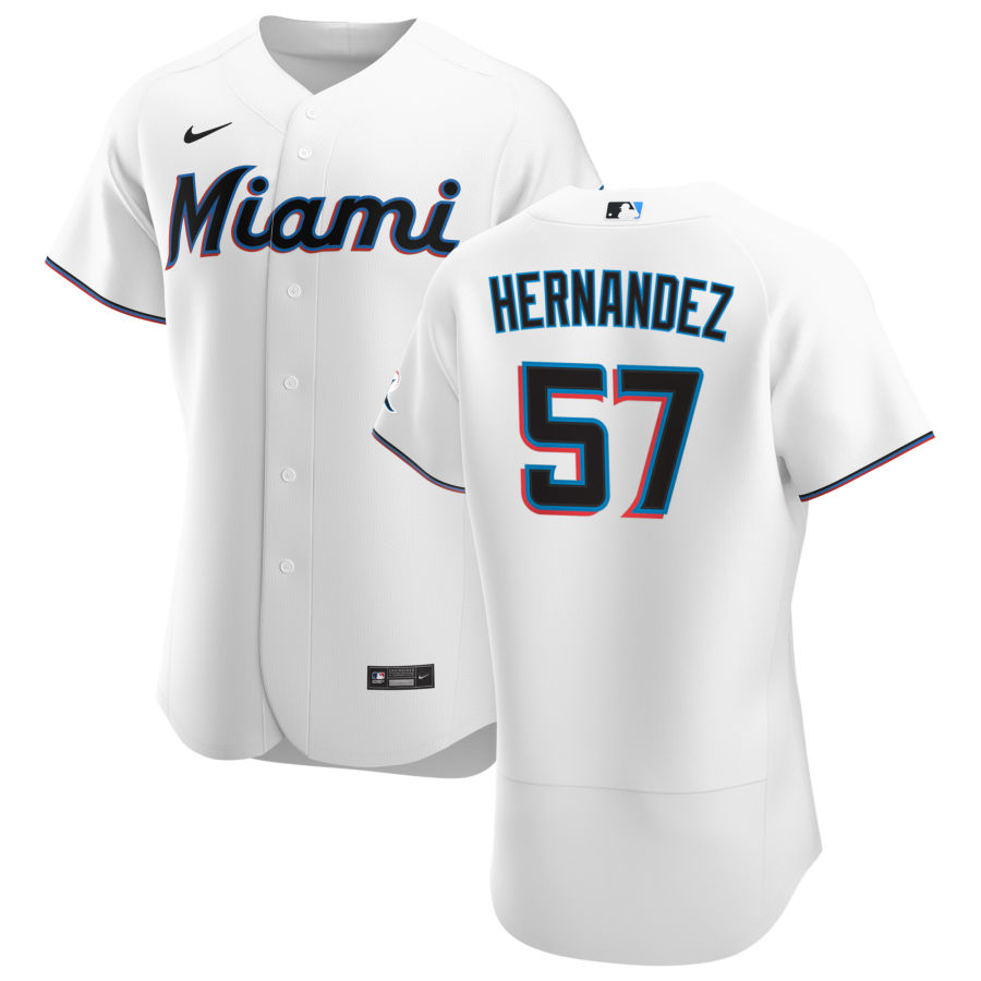 Personalized Miami Marlins #57 Elieser Hernandez Men’s White Home 2020 Authentic Player MLB Jersey