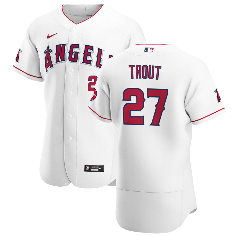 Personalized Los Angeles Angels #27 Mike Trout Men’s White Home 2020 Authentic Player MLB Jersey