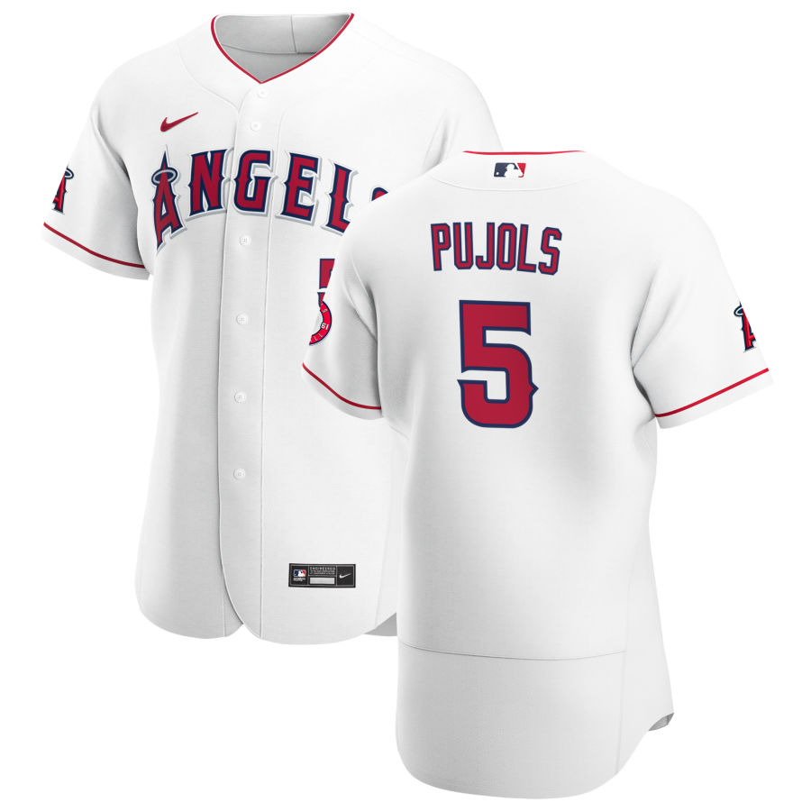 Personalized Los Angeles Angels #5 Albert Pujols Men’s White Home 2020 Authentic Player MLB Jersey