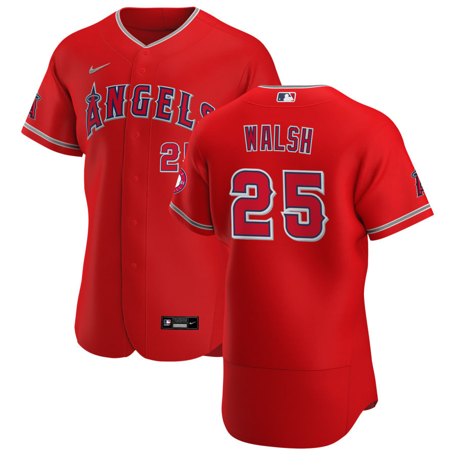 Personalized Los Angeles Angels #25 Jared Walsh Men’s Red Alternate 2020 Authentic Player MLB Jersey