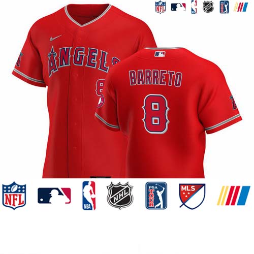 Personalized Los Angeles Angels #8 Franklin Barreto Men’s Red Alternate 2020 Authentic Player MLB Jersey