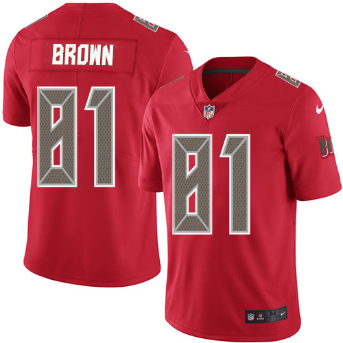 Personalized Youth Buccaneers #81 Antonio Brown Red Youth Stitched NFL Limited Rush Jersey