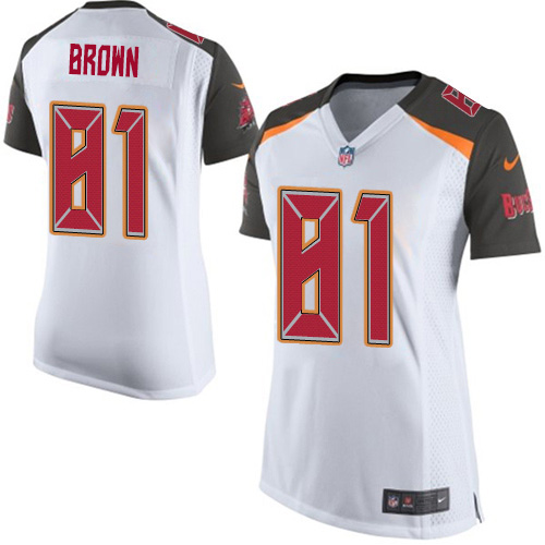 Personalized Women’s Buccaneers #81 Antonio Brown White Women’s Stitched NFL New Elite Jersey