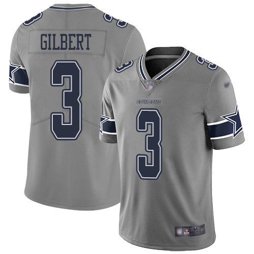 Personalized Cowboys #3 Garrett Gilbert Gray Men’s Stitched NFL Limited Inverted Legend Jersey