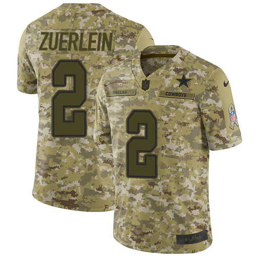 Personalized Cowboys #2 Greg Zuerlein Camo Men’s Stitched NFL Limited 2018 Salute To Service Jersey