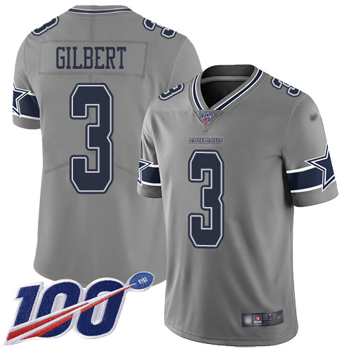Personalized Cowboys #3 Garrett Gilbert Gray Men’s Stitched NFL Limited Inverted Legend 100th Season Jersey