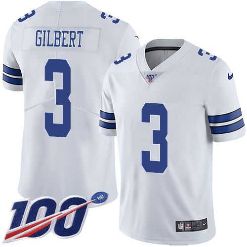 Personalized Cowboys #3 Garrett Gilbert White Men’s Stitched NFL 100th Season Untouchable Limited Jersey
