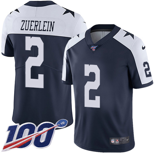 Personalized Cowboys #2 Greg Zuerlein Navy Blue Thanksgiving Men’s Stitched NFL 100th Season Throwback Limited Jersey