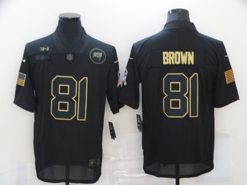 Personalized Buccaneers 81 Antonio Brown Black 2020 Salute To Service Limited Jersey