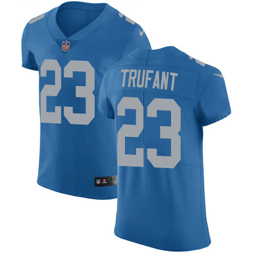 Personalized Lions #23 Desmond Trufant Blue Throwback Men’s Stitched NFL Untouchable Elite Jersey
