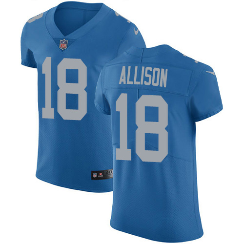 Personalized Lions #18 Geronimo Allison Blue Throwback Men’s Stitched NFL Untouchable Elite Jersey