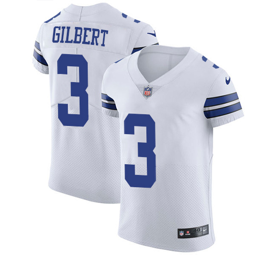 Personalized Cowboys #3 Garrett Gilbert White Men’s Stitched NFL New Elite Jersey