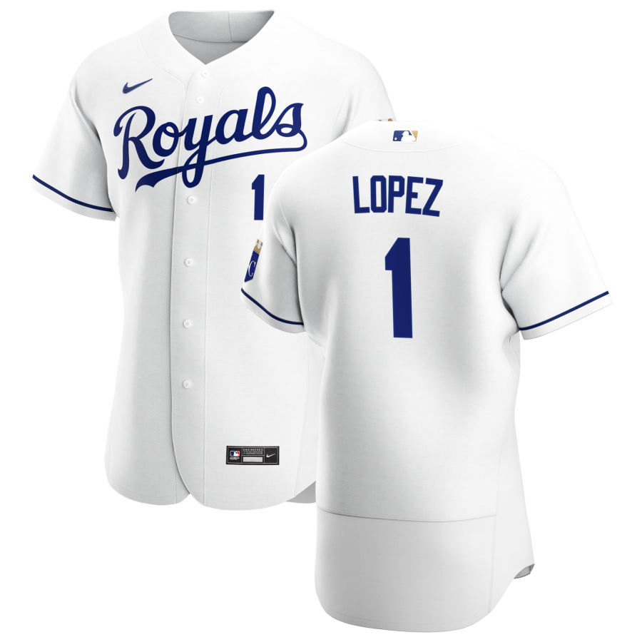 Personalized Kansas City Royals #1 Nicky Lopez Men’s White Home 2020 Authentic Player MLB Jersey