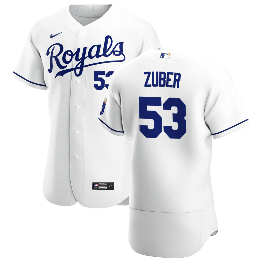 Personalized Kansas City Royals #53 Tyler Zuber Men’s White Home 2020 Authentic Player MLB Jersey