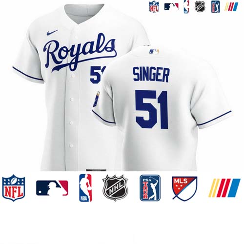 Personalized Kansas City Royals #51 Brady Singer Men’s White Home 2020 Authentic Player MLB Jersey