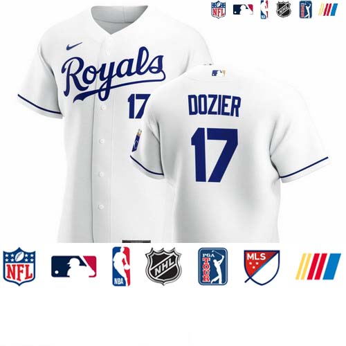 Personalized Kansas City Royals #17 Hunter Dozier Men’s White Home 2020 Authentic Player MLB Jersey
