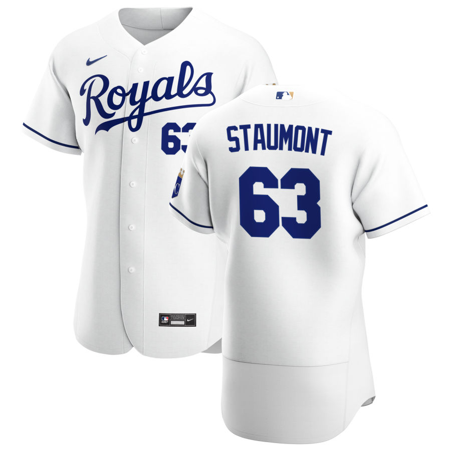 Personalized Kansas City Royals #63 Josh Staumont Men’s White Home 2020 Authentic Player MLB Jersey