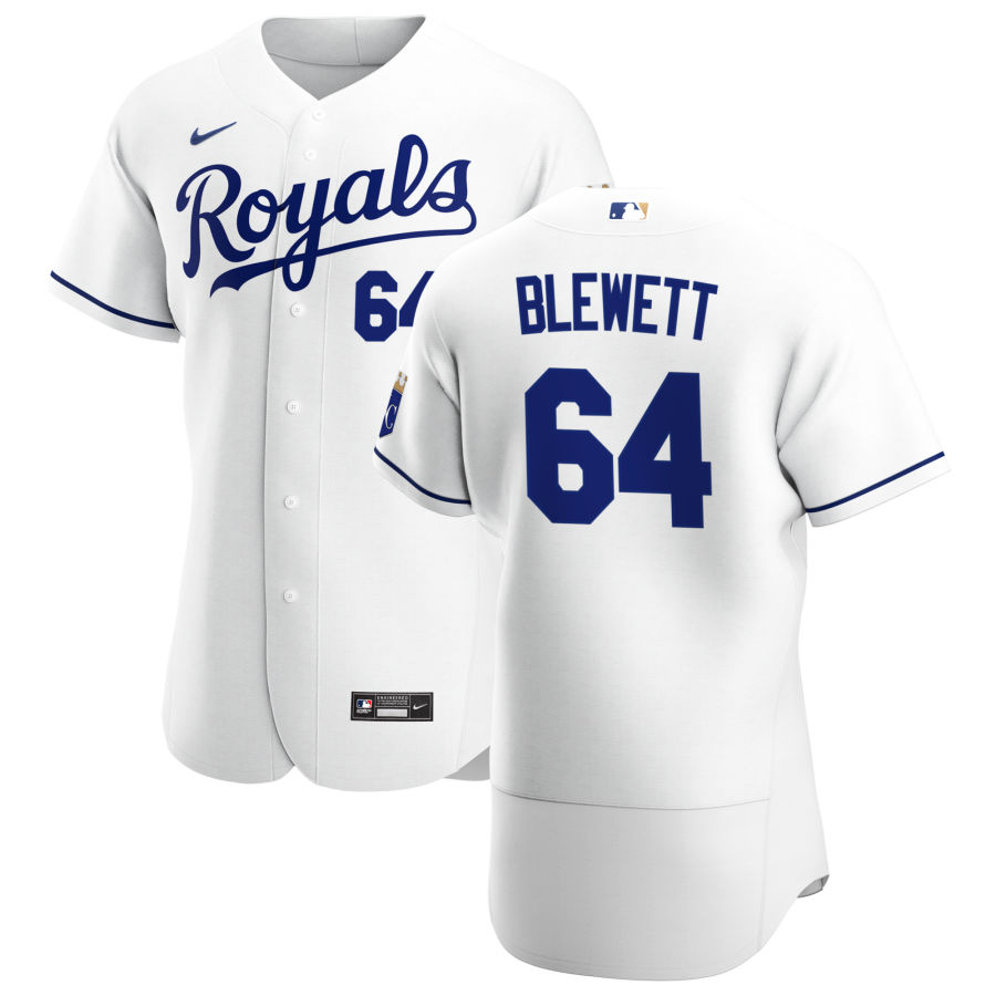 Personalized Kansas City Royals #64 Scott Blewett Men’s White Home 2020 Authentic Player MLB Jersey