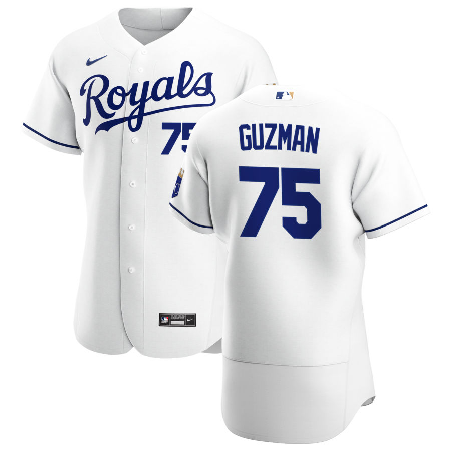 Personalized Kansas City Royals #75 Jeison Guzman Men’s White Home 2020 Authentic Player MLB Jersey