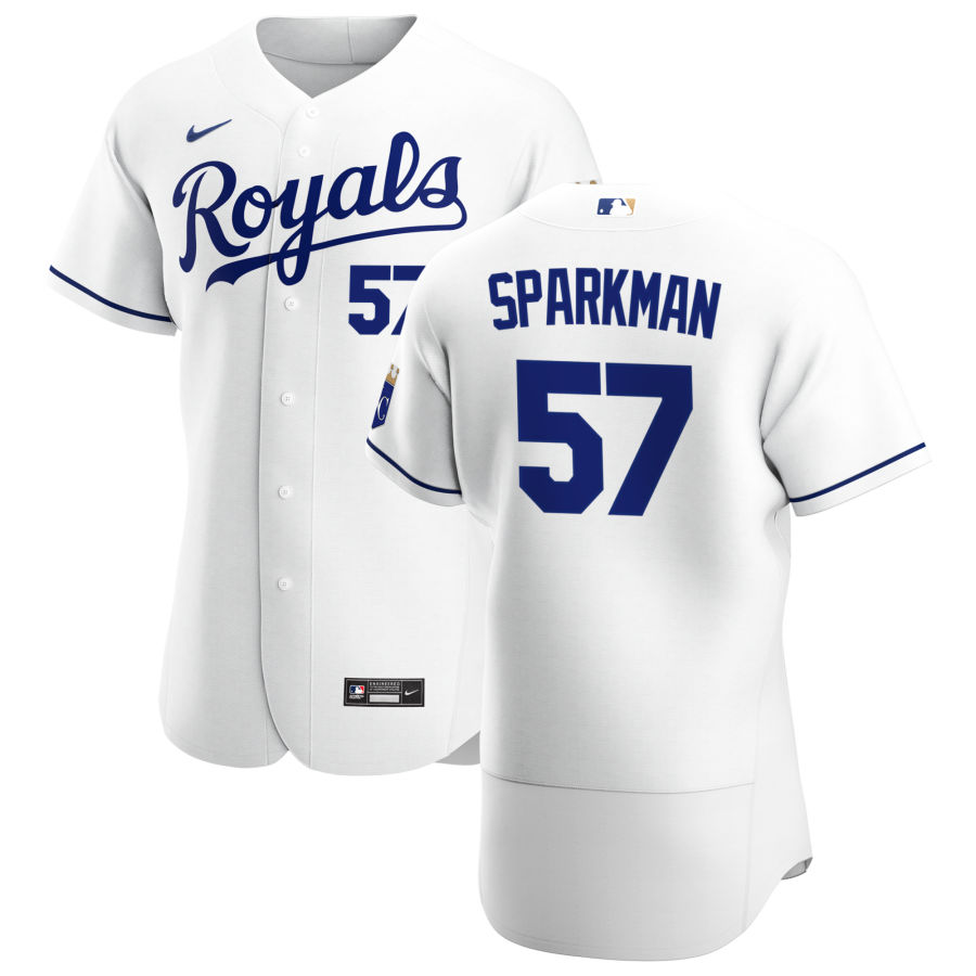 Personalized Kansas City Royals #57 Glenn Sparkman Men’s White Home 2020 Authentic Player MLB Jersey