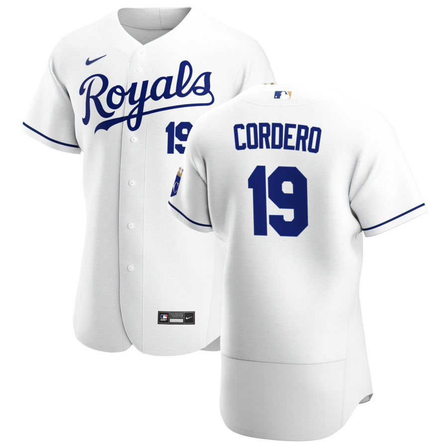 Personalized Kansas City Royals #19 Franchy Cordero Men’s White Home 2020 Authentic Player MLB Jersey