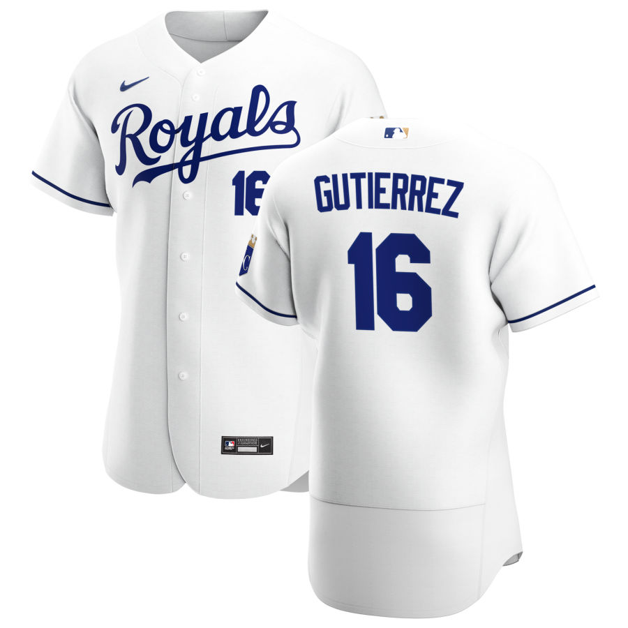 Personalized Kansas City Royals #16 Kelvin Gutierrez Men’s White Home 2020 Authentic Player MLB Jersey