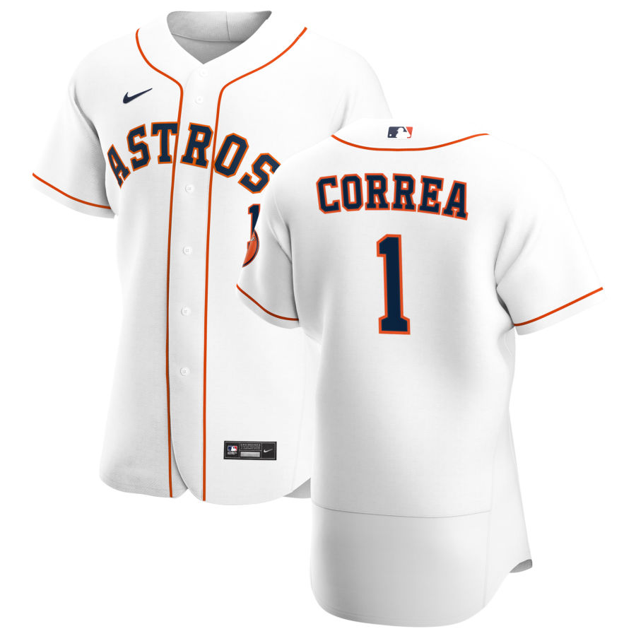Personalized Houston Astros #1 Carlos Correa Men’s White Home 2020 Authentic Player MLB Jersey