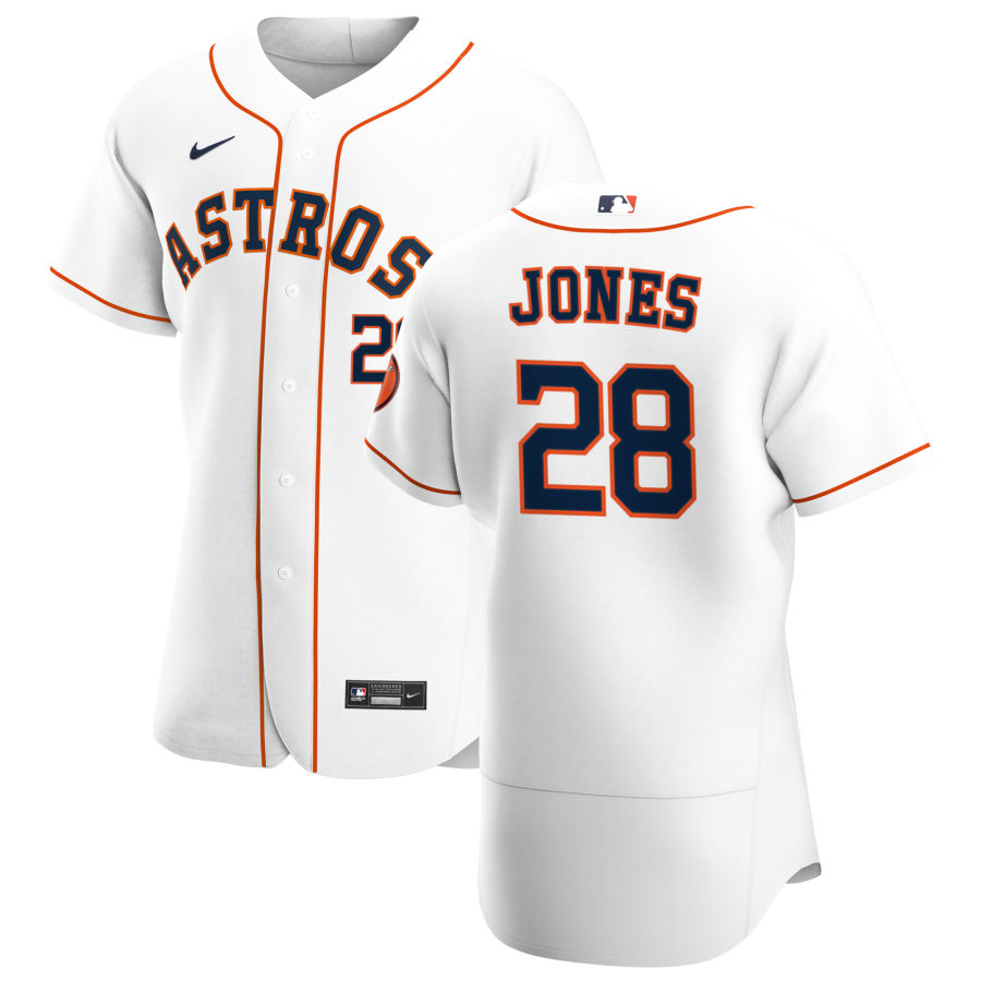 Personalized Houston Astros #28 Taylor Jones Men’s White Home 2020 Authentic Player MLB Jersey