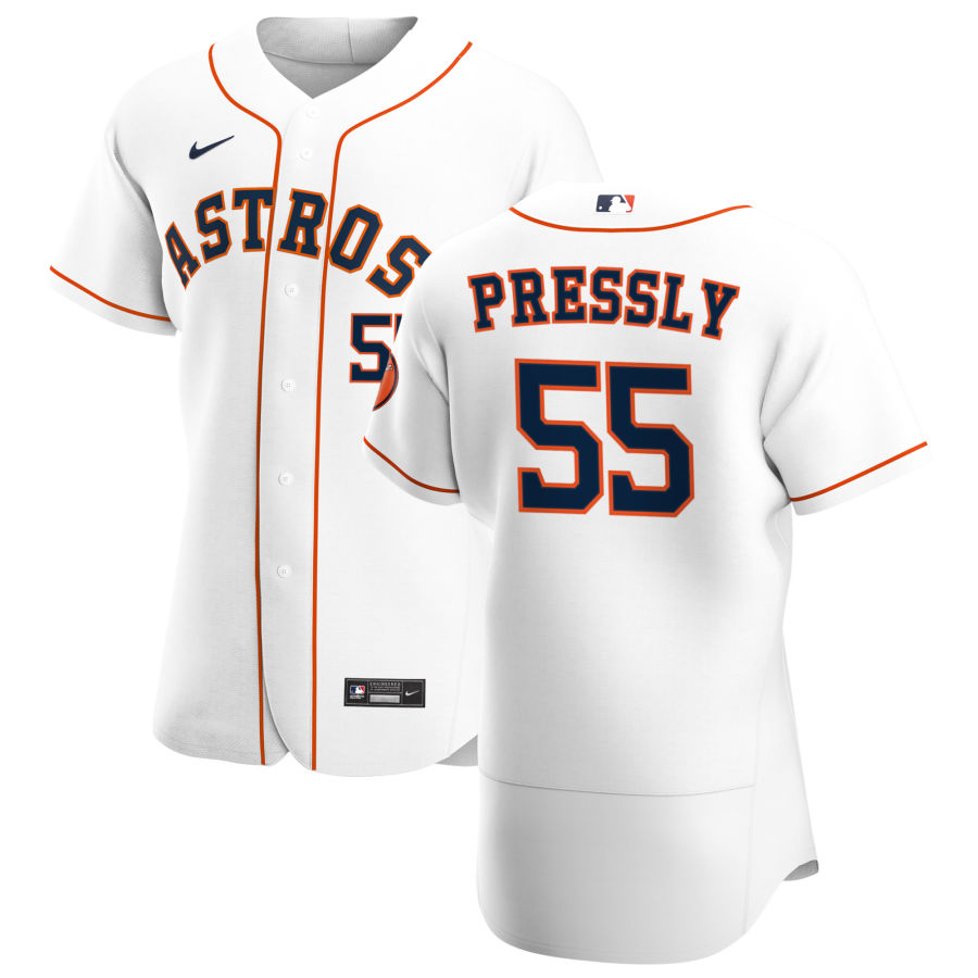 Personalized Houston Astros #55 Ryan Pressly Men’s White Home 2020 Authentic Player MLB Jersey